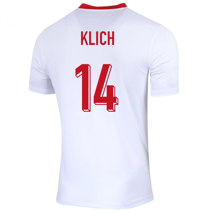 Kinder Polen Mateusz Klich #14 Weiß Heimtrikot Trikot 24-26 T-Shirt Österreich