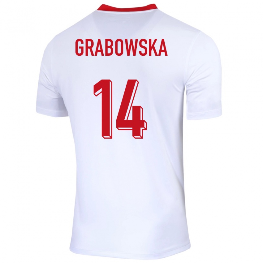 Kinder Polen Dominika Grabowska #14 Weiß Heimtrikot Trikot 24-26 T-Shirt Österreich