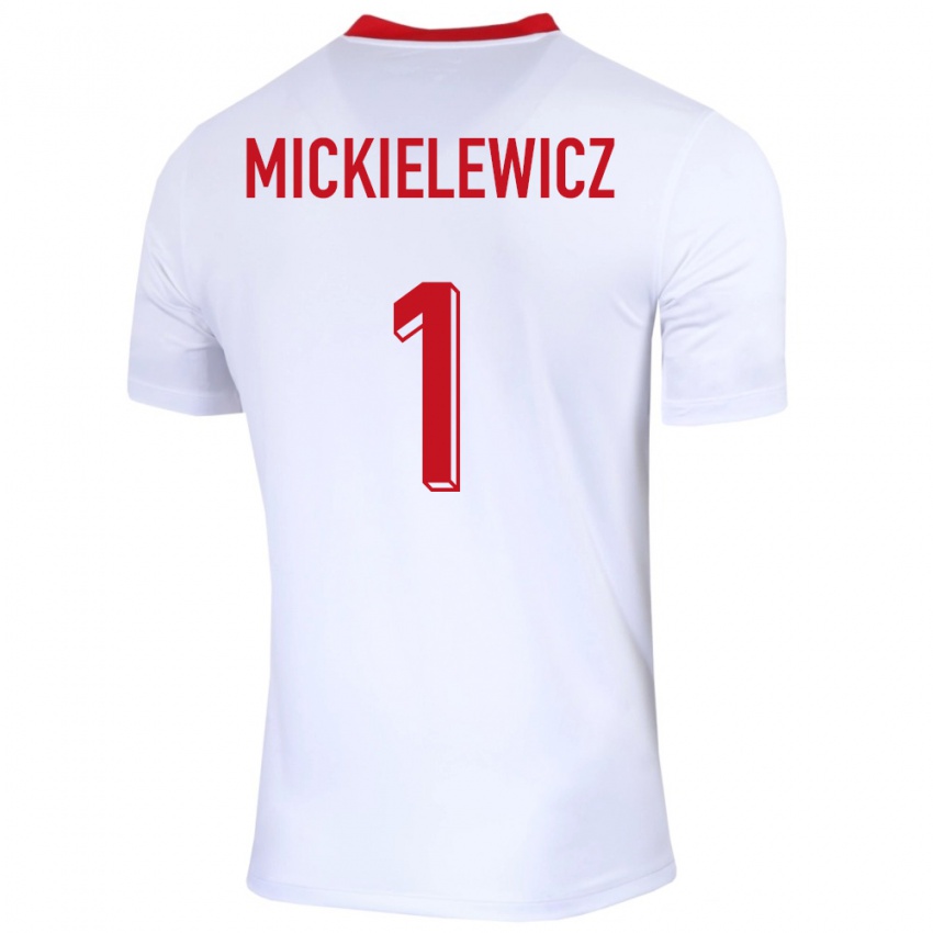 Kinder Polen Aleksander Mickielewicz #1 Weiß Heimtrikot Trikot 24-26 T-Shirt Österreich