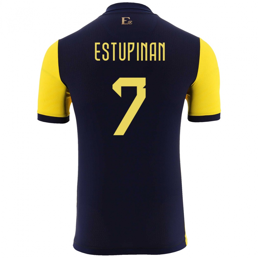 Kinder Ecuador Pervis Estupinan #7 Gelb Heimtrikot Trikot 24-26 T-Shirt Österreich