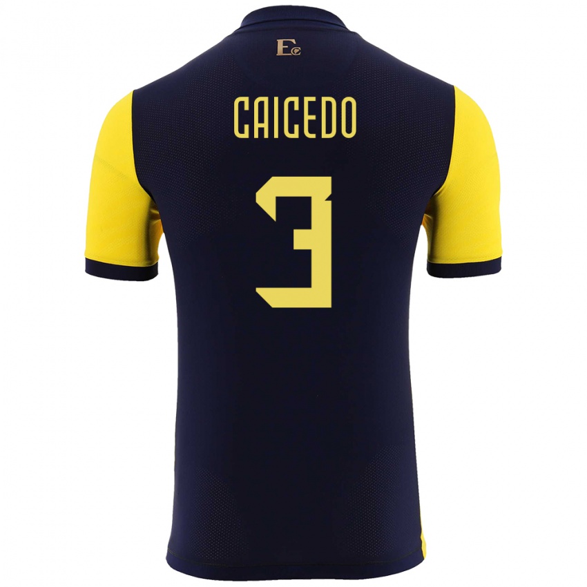 Kinder Ecuador Jessy Caicedo #3 Gelb Heimtrikot Trikot 24-26 T-Shirt Österreich