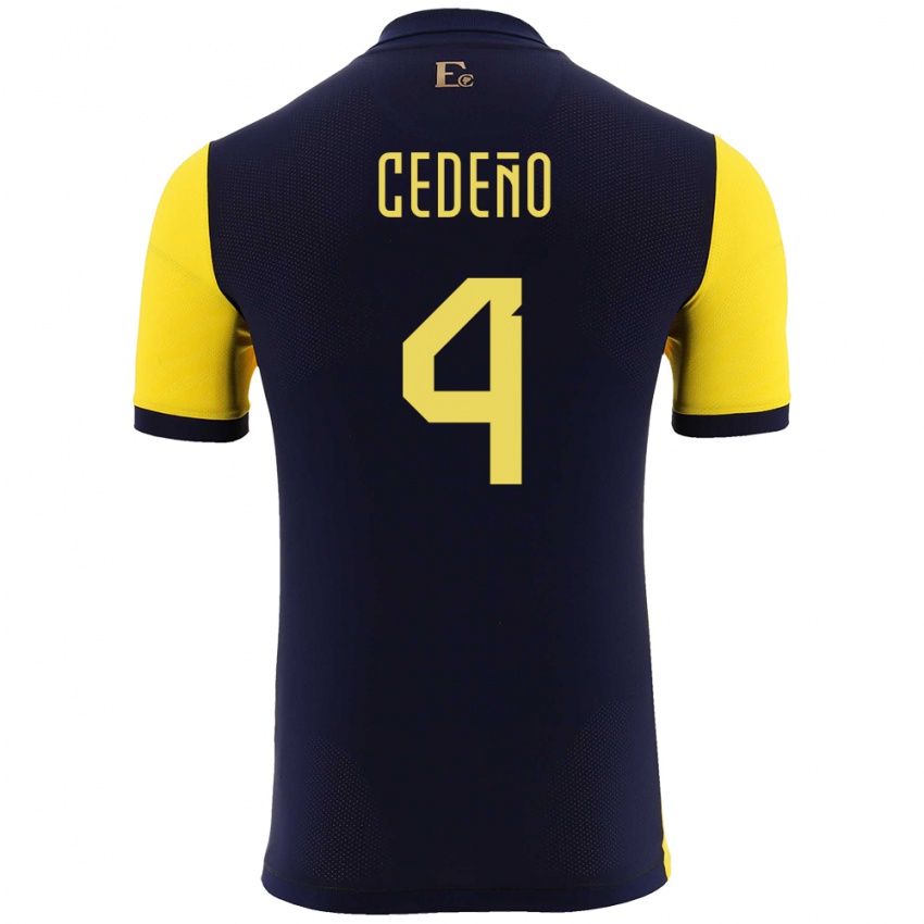 Kinder Ecuador Stefany Cedeno #4 Gelb Heimtrikot Trikot 24-26 T-Shirt Österreich