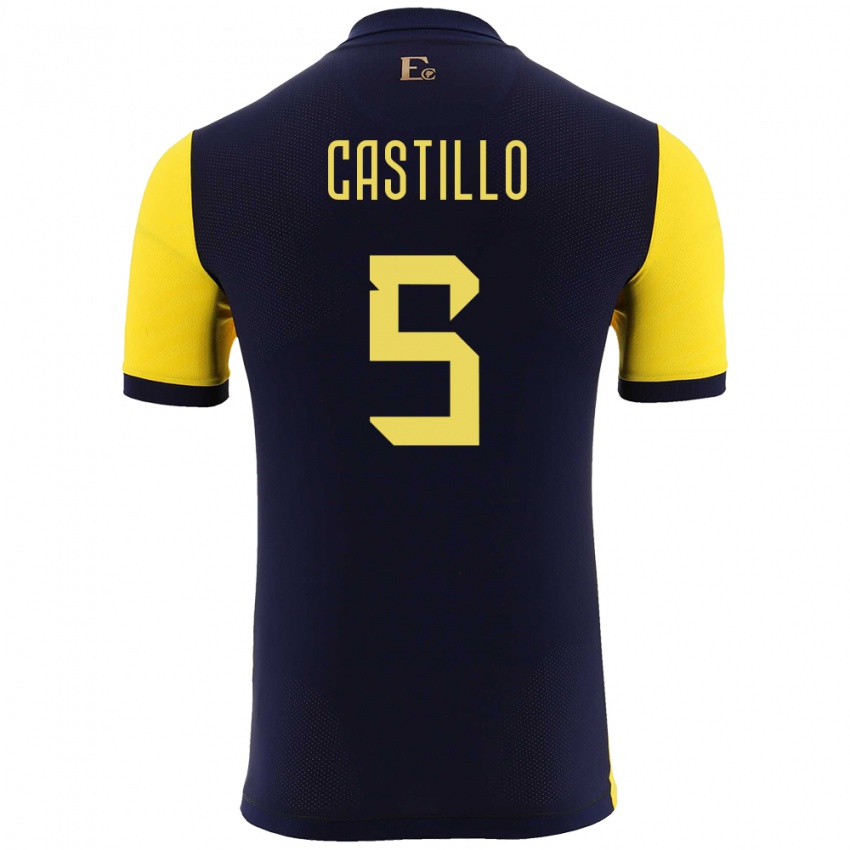 Kinder Ecuador Denil Castillo #5 Gelb Heimtrikot Trikot 24-26 T-Shirt Österreich