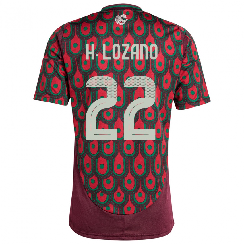 Kinder Mexiko Hirving Lozano #22 Kastanienbraun Heimtrikot Trikot 24-26 T-Shirt Österreich