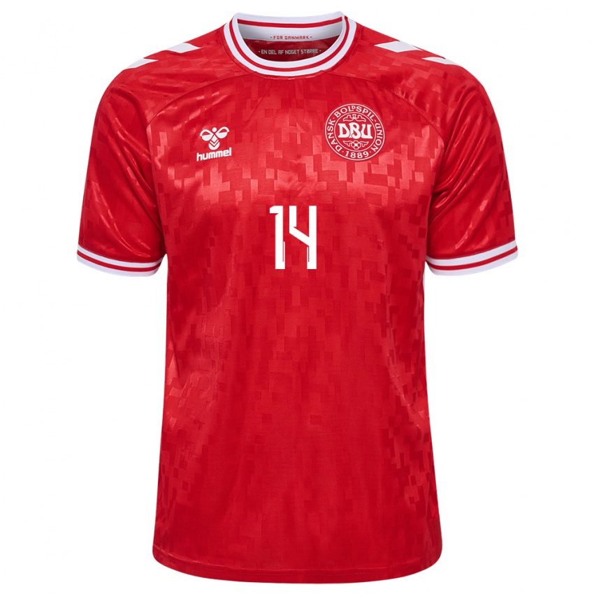 Kinder Dänemark Sebastian Jorgensen #14 Rot Heimtrikot Trikot 24-26 T-Shirt Österreich