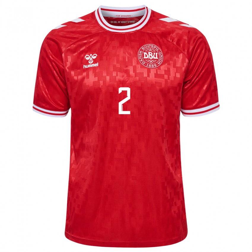 Kinder Dänemark Sara Thrige #2 Rot Heimtrikot Trikot 24-26 T-Shirt Österreich