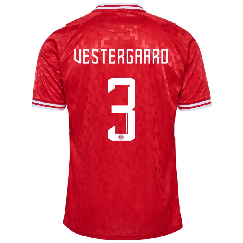 Kinder Dänemark Jannik Vestergaard #3 Rot Heimtrikot Trikot 24-26 T-Shirt Österreich