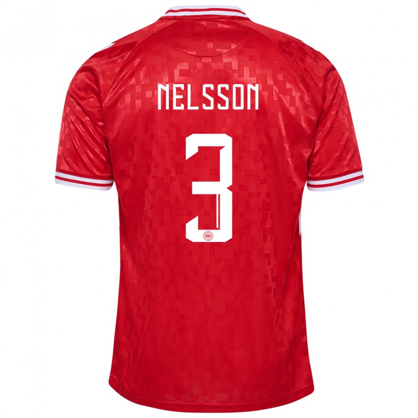 Kinder Dänemark Victor Nelsson #3 Rot Heimtrikot Trikot 24-26 T-Shirt Österreich