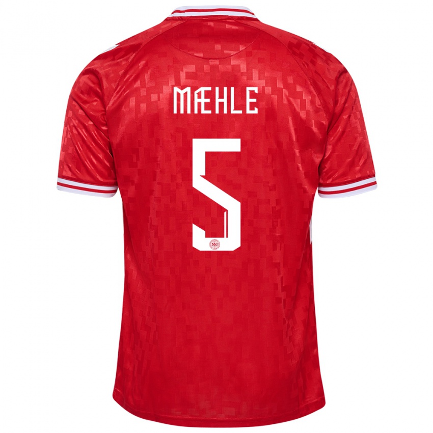 Kinder Dänemark Joakim Maehle #5 Rot Heimtrikot Trikot 24-26 T-Shirt Österreich