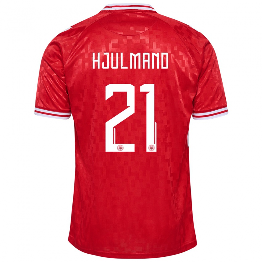 Kinder Dänemark Morten Hjulmand #21 Rot Heimtrikot Trikot 24-26 T-Shirt Österreich