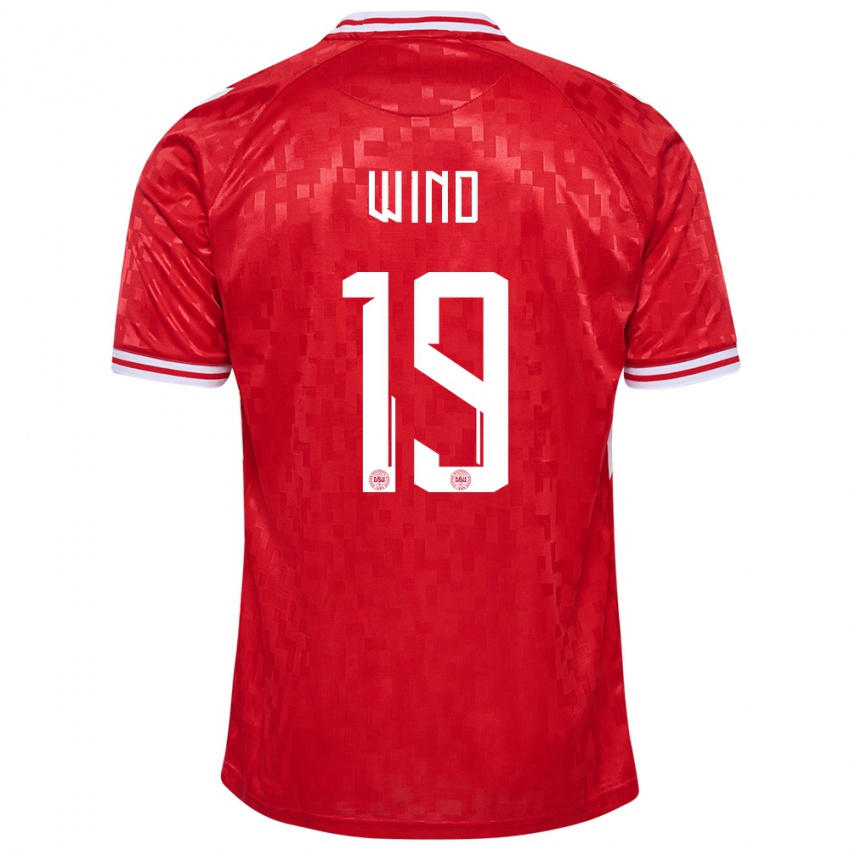 Kinder Dänemark Jonas Wind #19 Rot Heimtrikot Trikot 24-26 T-Shirt Österreich