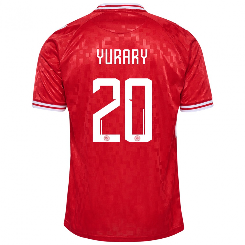 Kinder Dänemark Yussuf Poulsen #20 Rot Heimtrikot Trikot 24-26 T-Shirt Österreich