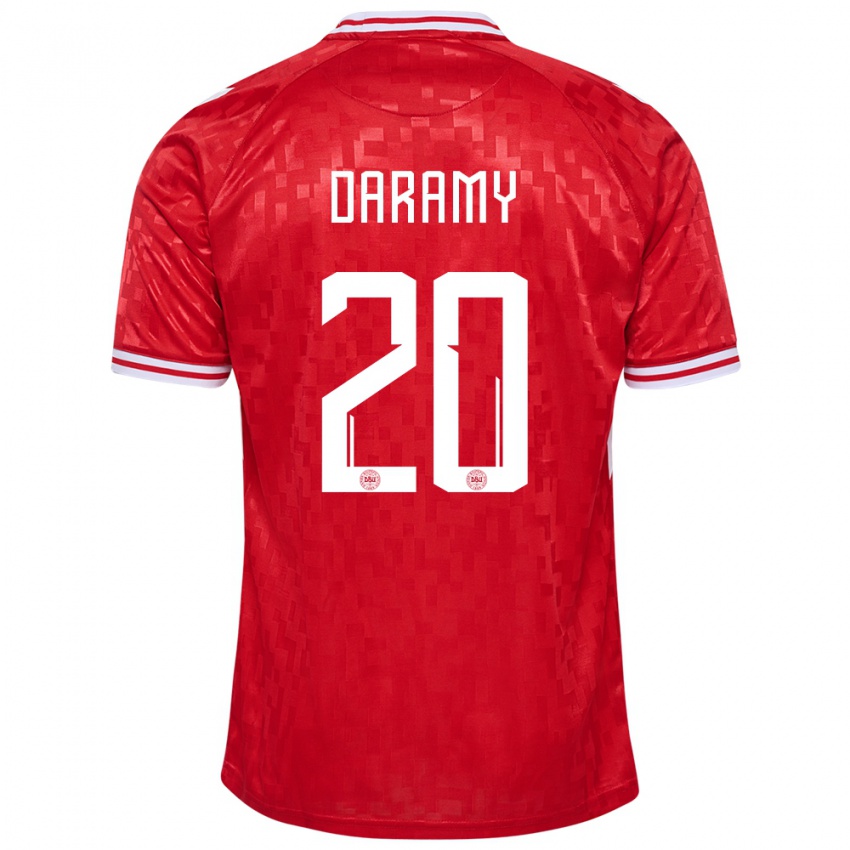 Kinder Dänemark Mohamed Daramy #20 Rot Heimtrikot Trikot 24-26 T-Shirt Österreich