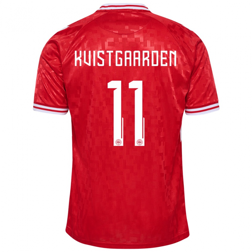 Kinder Dänemark Mathias Kvistgaarden #11 Rot Heimtrikot Trikot 24-26 T-Shirt Österreich