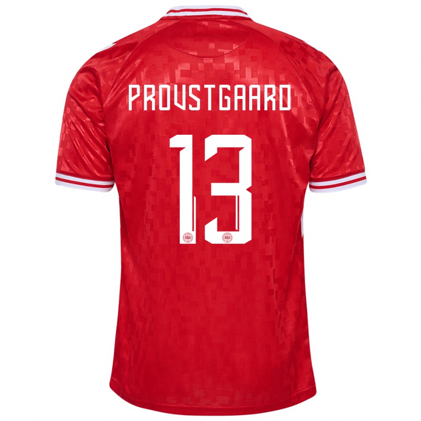 Kinder Dänemark Oliver Provstgaard #13 Rot Heimtrikot Trikot 24-26 T-Shirt Österreich