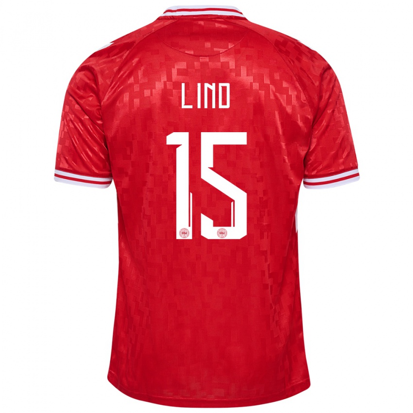 Kinder Dänemark Victor Lind #15 Rot Heimtrikot Trikot 24-26 T-Shirt Österreich