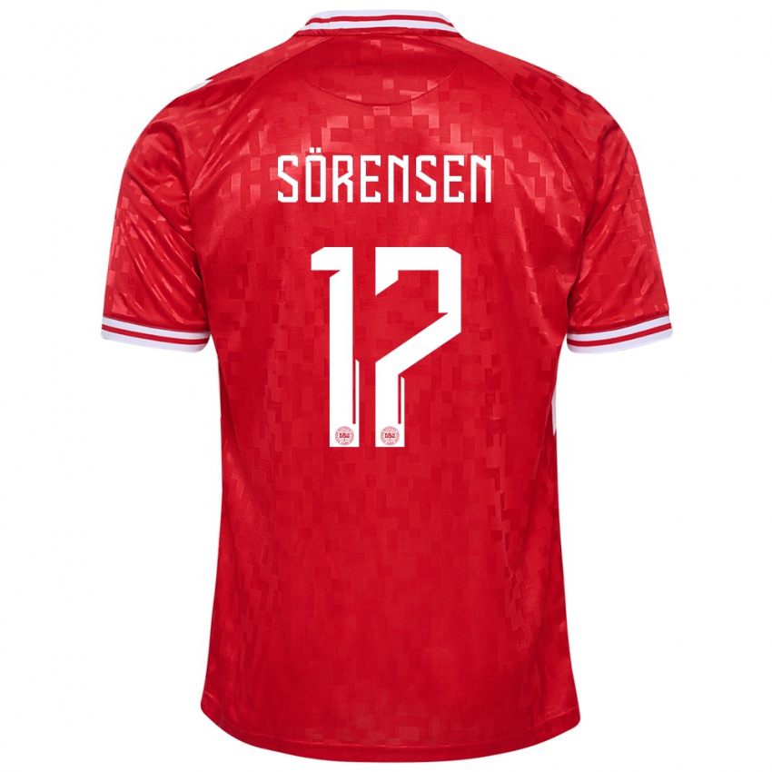 Kinder Dänemark Oliver Sörensen #17 Rot Heimtrikot Trikot 24-26 T-Shirt Österreich