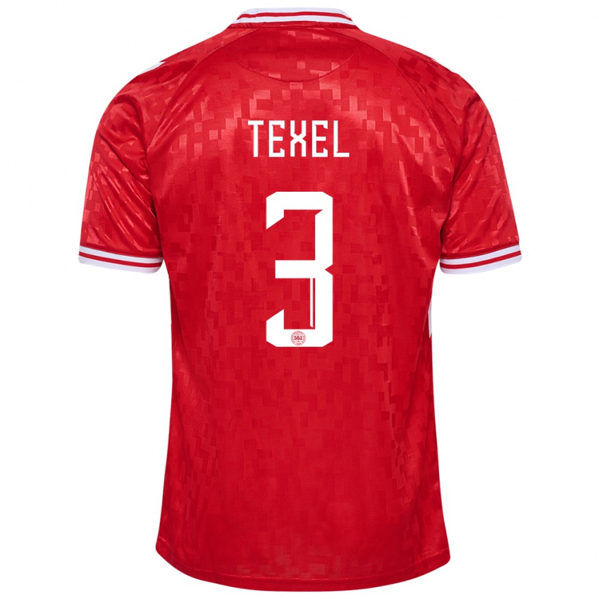 Kinder Dänemark Pontus Texel #3 Rot Heimtrikot Trikot 24-26 T-Shirt Österreich