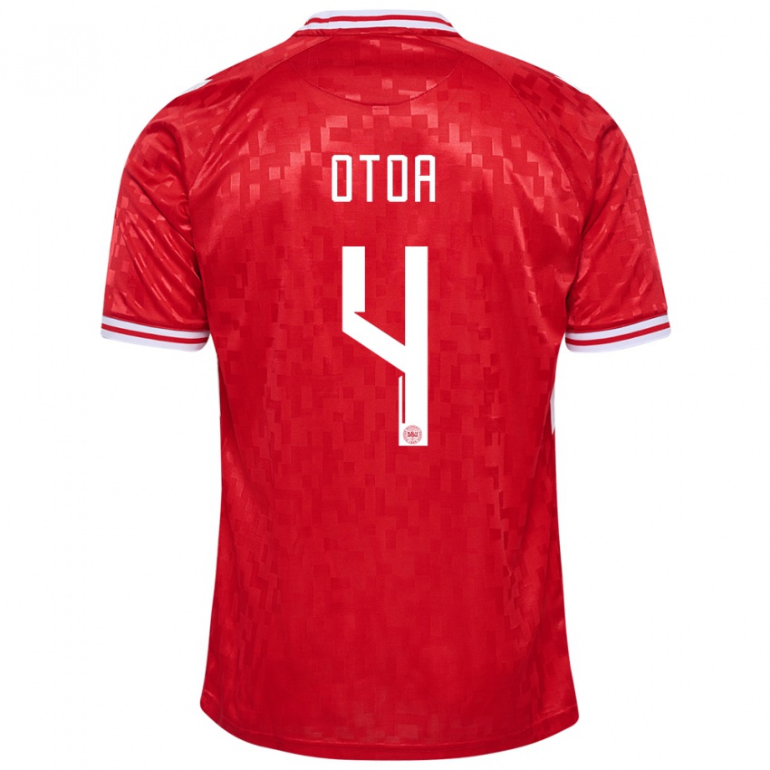 Kinder Dänemark Sebastian Otoa #4 Rot Heimtrikot Trikot 24-26 T-Shirt Österreich