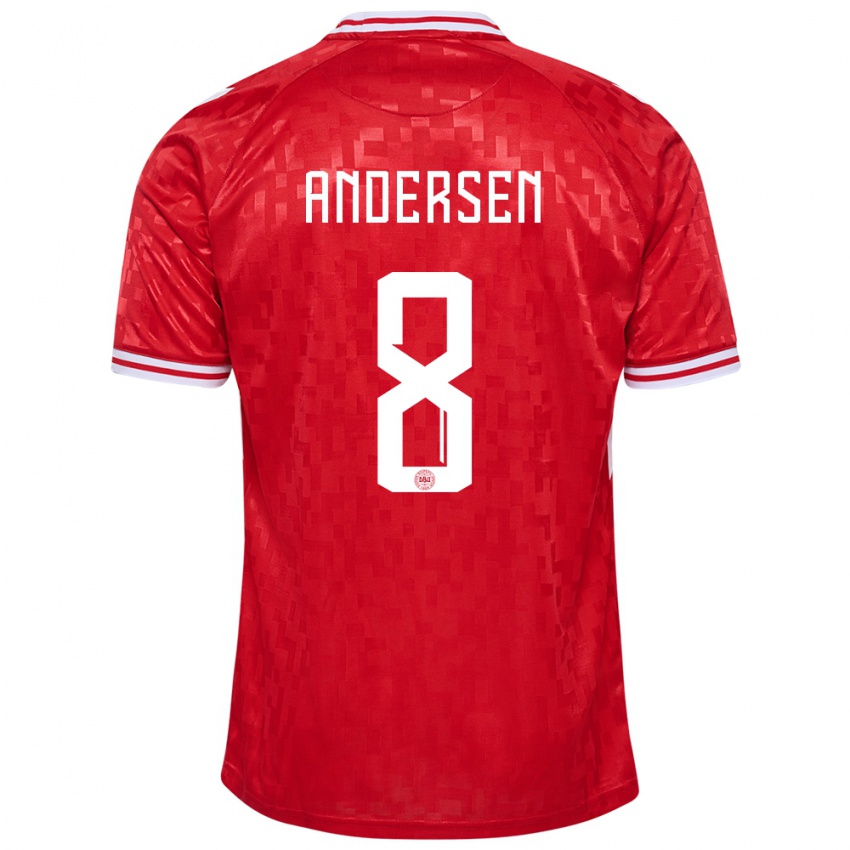 Kinder Dänemark Silas Andersen #8 Rot Heimtrikot Trikot 24-26 T-Shirt Österreich