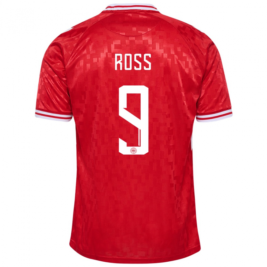 Kinder Dänemark Oliver Ross #9 Rot Heimtrikot Trikot 24-26 T-Shirt Österreich