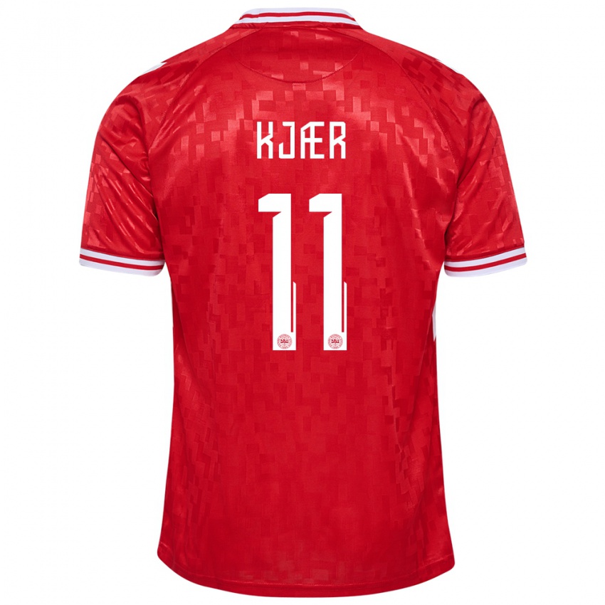 Kinder Dänemark Jeppe Kjær #11 Rot Heimtrikot Trikot 24-26 T-Shirt Österreich