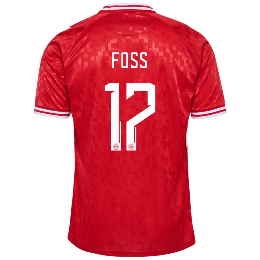 Kinder Dänemark Jonathan Foss #17 Rot Heimtrikot Trikot 24-26 T-Shirt Österreich