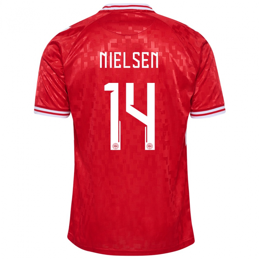 Kinder Dänemark Julius Nielsen #14 Rot Heimtrikot Trikot 24-26 T-Shirt Österreich