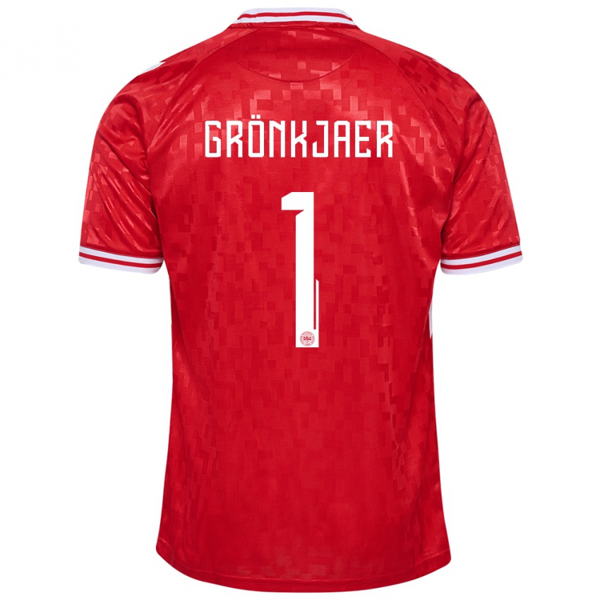 Kinder Dänemark Bertil Grönkjaer #1 Rot Heimtrikot Trikot 24-26 T-Shirt Österreich