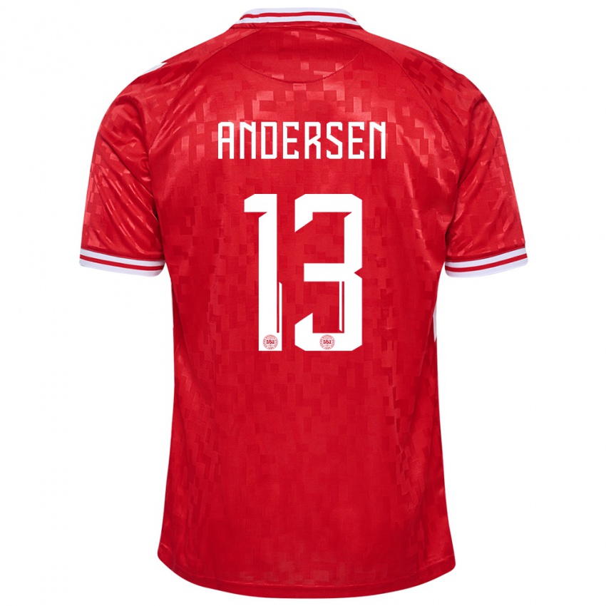 Kinder Dänemark Frej Andersen #13 Rot Heimtrikot Trikot 24-26 T-Shirt Österreich