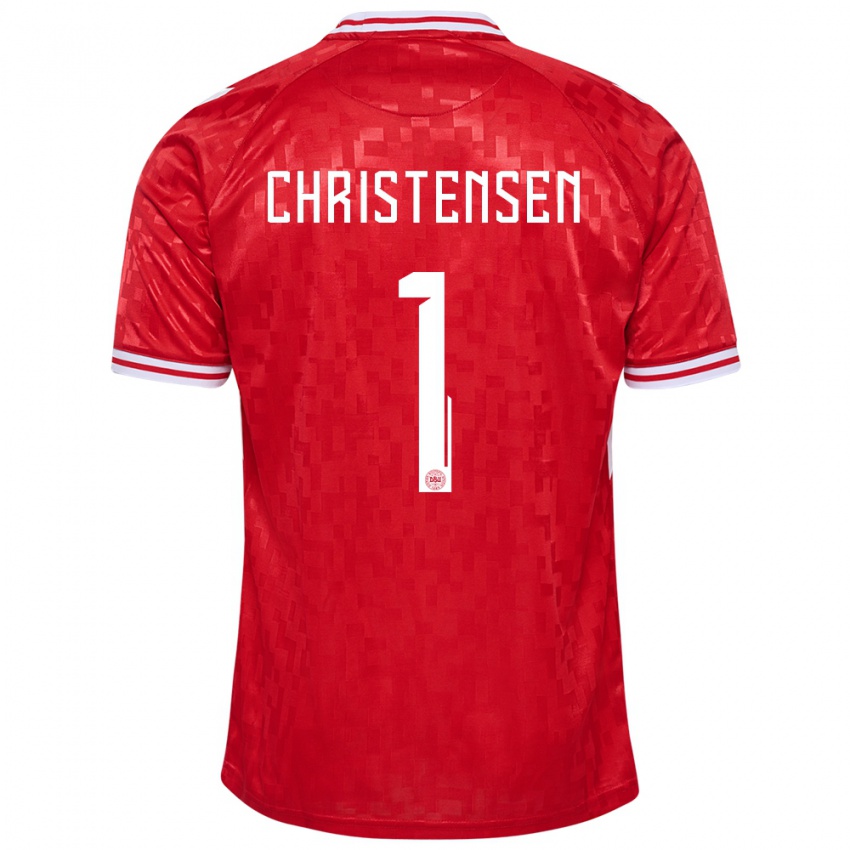 Kinder Dänemark Lene Christensen #1 Rot Heimtrikot Trikot 24-26 T-Shirt Österreich