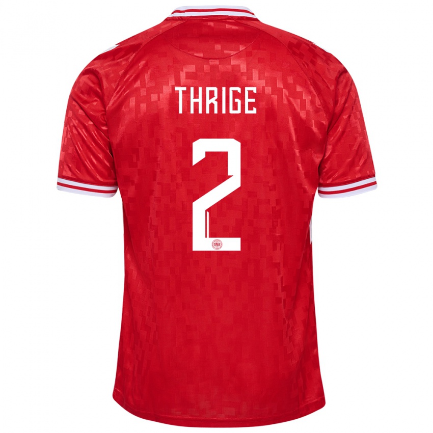 Kinder Dänemark Sara Thrige #2 Rot Heimtrikot Trikot 24-26 T-Shirt Österreich