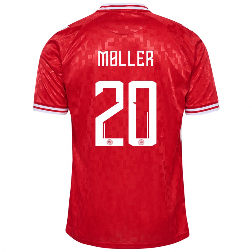 Kinder Dänemark Caroline Moller #20 Rot Heimtrikot Trikot 24-26 T-Shirt Österreich