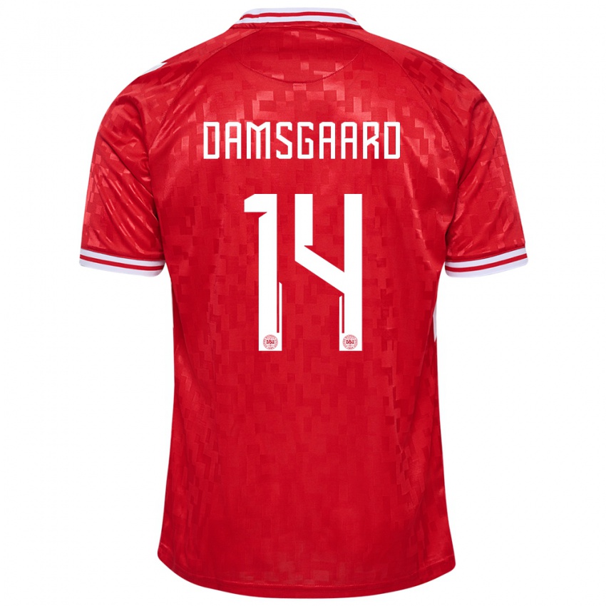 Kinder Dänemark Mikkel Damsgaard #14 Rot Heimtrikot Trikot 24-26 T-Shirt Österreich