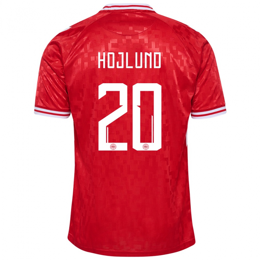 Kinder Dänemark Rasmus Hojlund #20 Rot Heimtrikot Trikot 24-26 T-Shirt Österreich