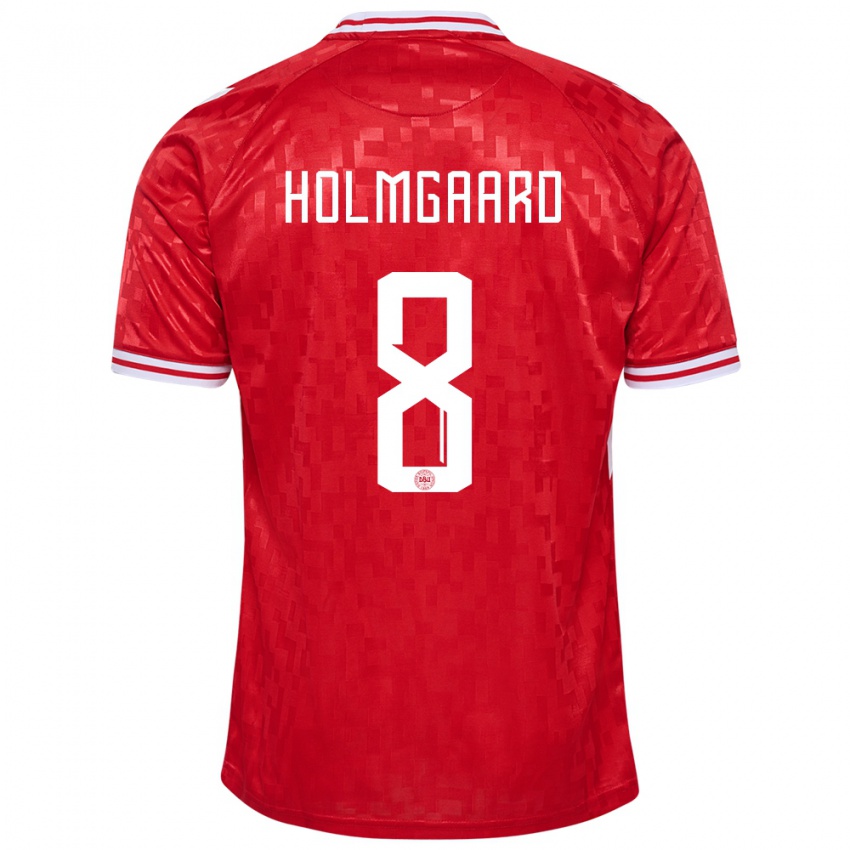 Kinder Dänemark Sara Holmgaard #8 Rot Heimtrikot Trikot 24-26 T-Shirt Österreich