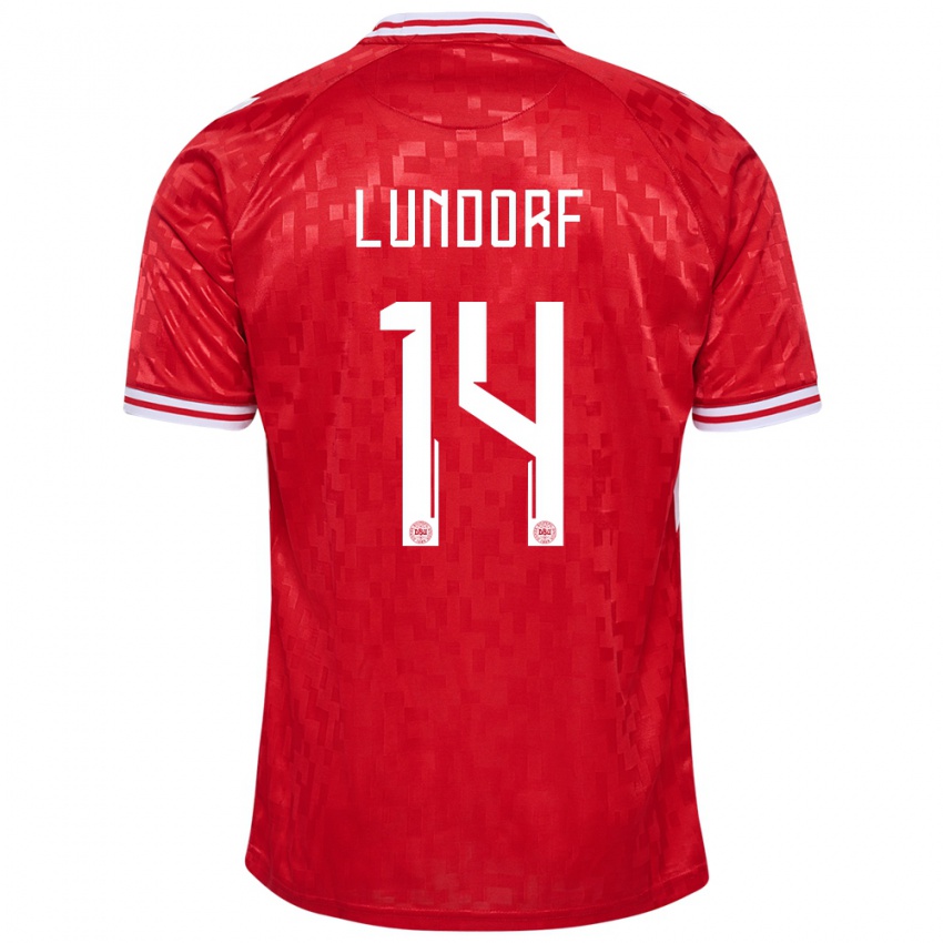 Kinder Dänemark Matilde Lundorf #14 Rot Heimtrikot Trikot 24-26 T-Shirt Österreich