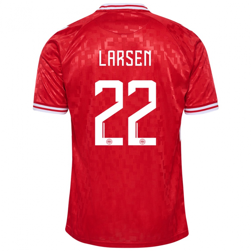 Kinder Dänemark Kathrine Larsen #22 Rot Heimtrikot Trikot 24-26 T-Shirt Österreich