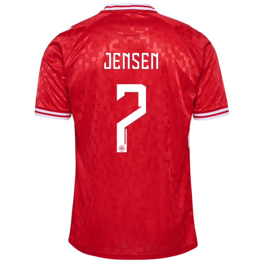 Kinder Dänemark Victor Jensen #7 Rot Heimtrikot Trikot 24-26 T-Shirt Österreich