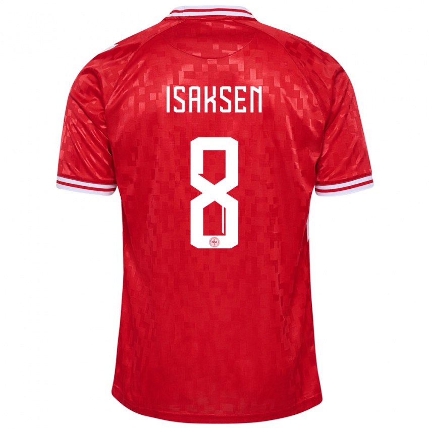 Kinder Dänemark Gustav Isaksen #8 Rot Heimtrikot Trikot 24-26 T-Shirt Österreich