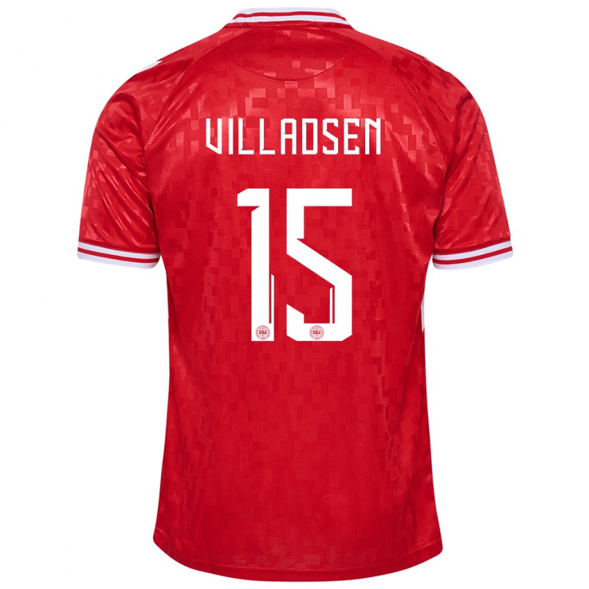 Kinder Dänemark Oliver Villadsen #15 Rot Heimtrikot Trikot 24-26 T-Shirt Österreich