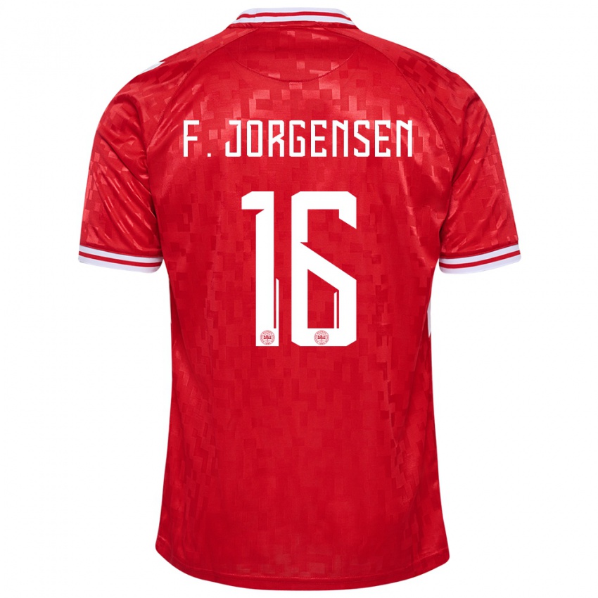 Kinder Dänemark Filip Jorgensen #16 Rot Heimtrikot Trikot 24-26 T-Shirt Österreich