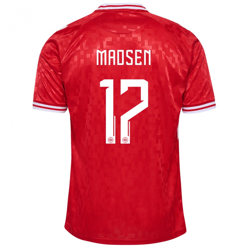 Kinder Dänemark Nicolas Madsen #17 Rot Heimtrikot Trikot 24-26 T-Shirt Österreich