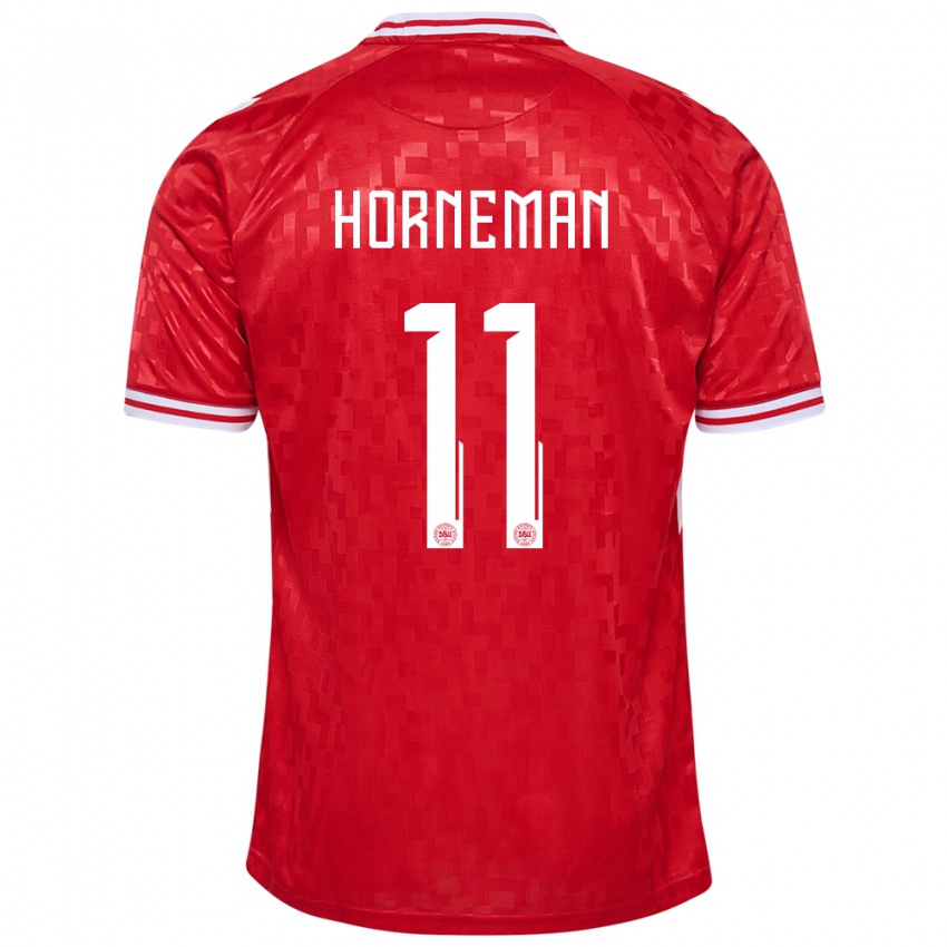 Kinder Dänemark Charly Horneman #11 Rot Heimtrikot Trikot 24-26 T-Shirt Österreich