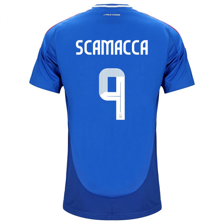 Kinder Italien Gianluca Scamacca #9 Blau Heimtrikot Trikot 24-26 T-Shirt Österreich