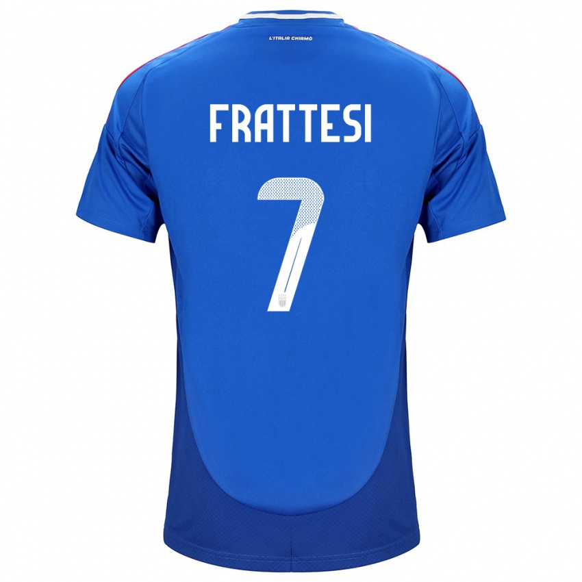 Kinder Italien Davide Frattesi #7 Blau Heimtrikot Trikot 24-26 T-Shirt Österreich