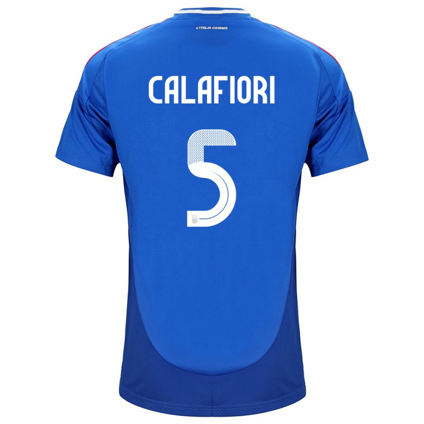 Kinder Italien Riccardo Calafiori #5 Blau Heimtrikot Trikot 24-26 T-Shirt Österreich