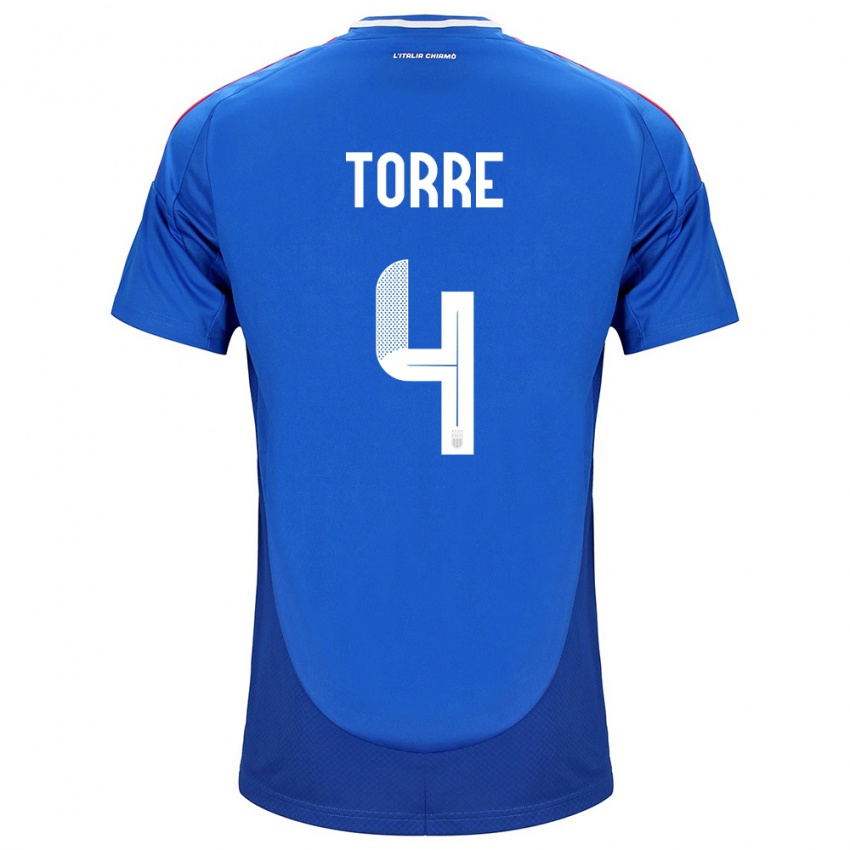 Kinder Italien Pietro La Torre #4 Blau Heimtrikot Trikot 24-26 T-Shirt Österreich