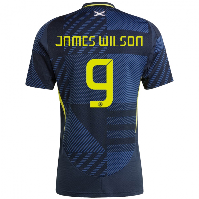 Kinder Schottland James Wilson #9 Dunkelblau Heimtrikot Trikot 24-26 T-Shirt Österreich