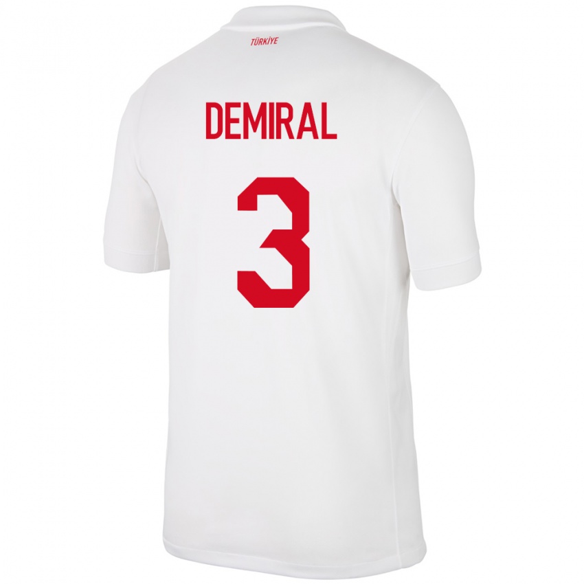 Kinder Türkei Merih Demiral #3 Weiß Heimtrikot Trikot 24-26 T-Shirt Österreich